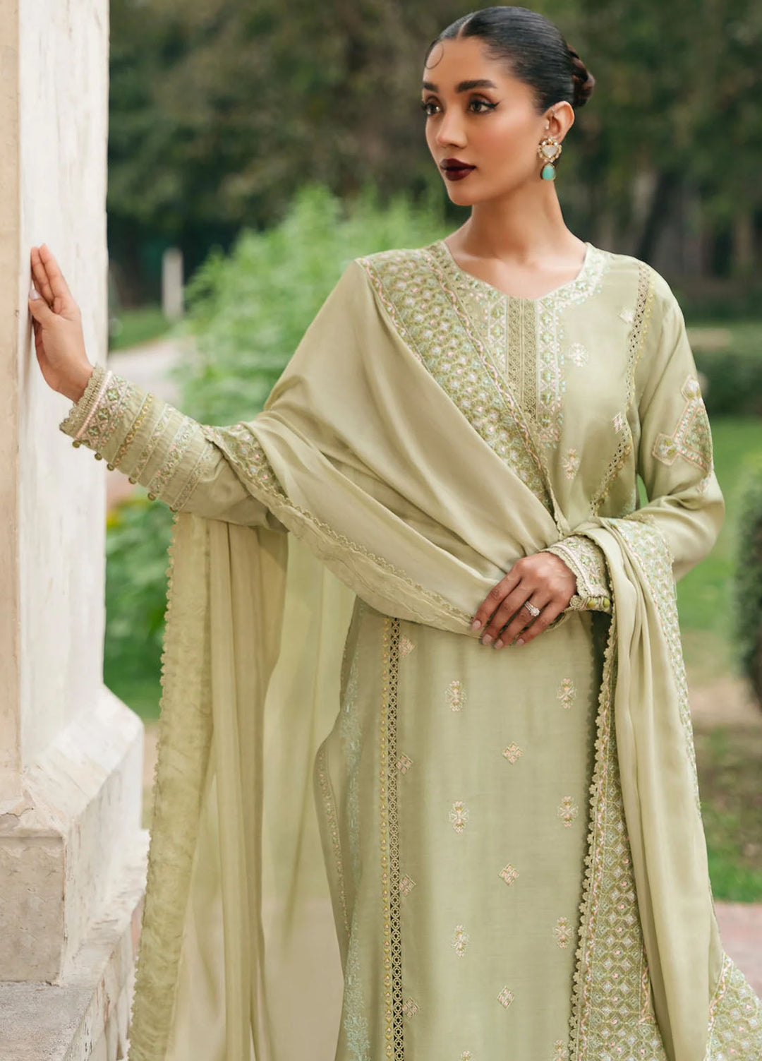 Mannat Pret Embroidered Raw Silk 3 Piece Suit Mia