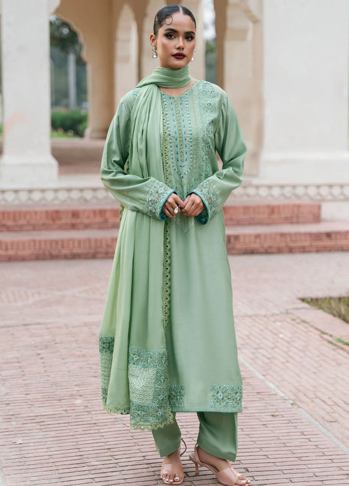 Mannat Pret Embroidered Raw Silk 3 Piece Suit Sovana