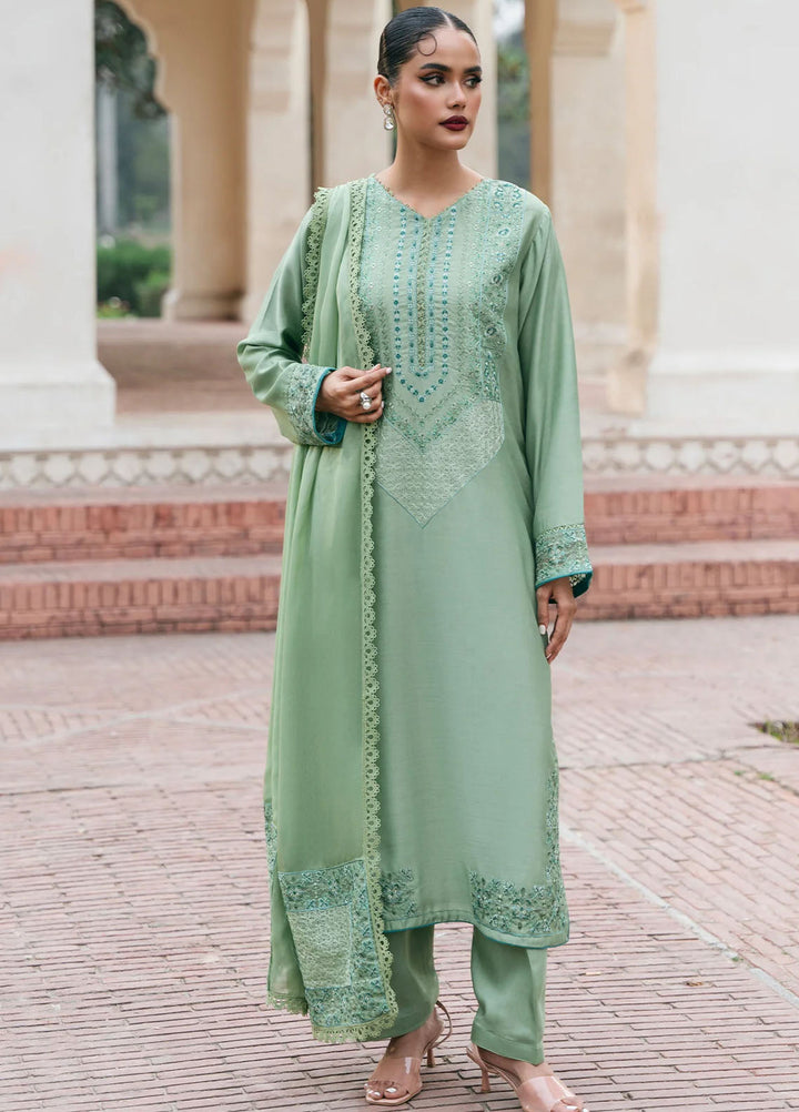 Mannat Pret Embroidered Raw Silk 3 Piece Suit Sovana
