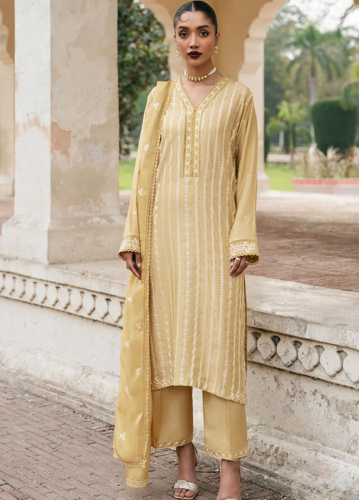 Mannat Pret Embroidered Raw Silk 3 Piece Suit Tuscany