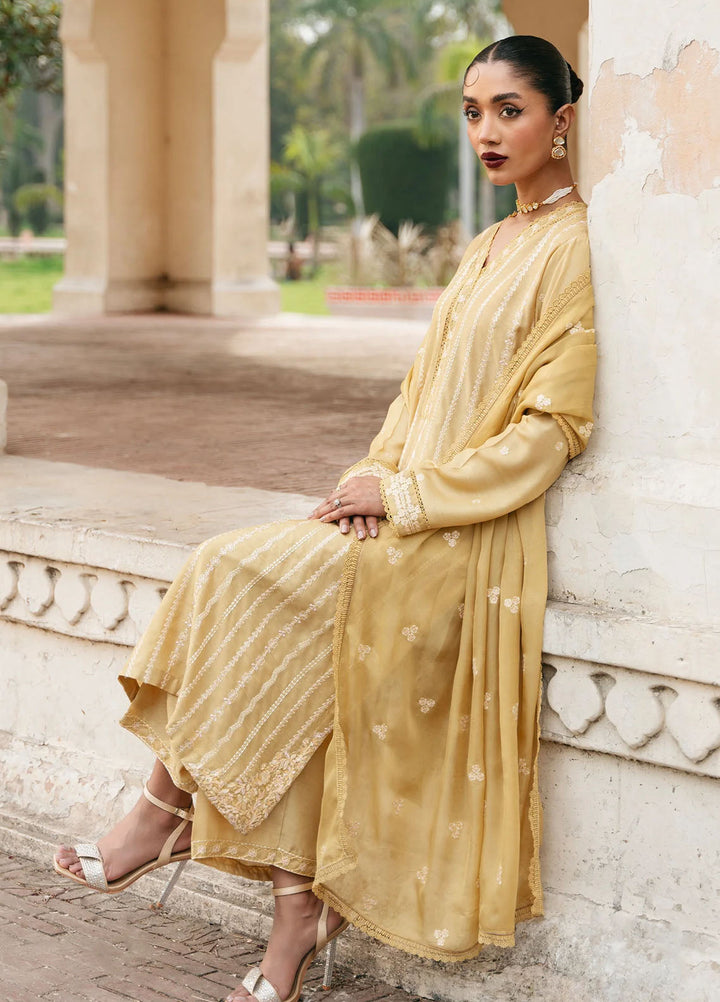 Mannat Pret Embroidered Raw Silk 3 Piece Suit Tuscany