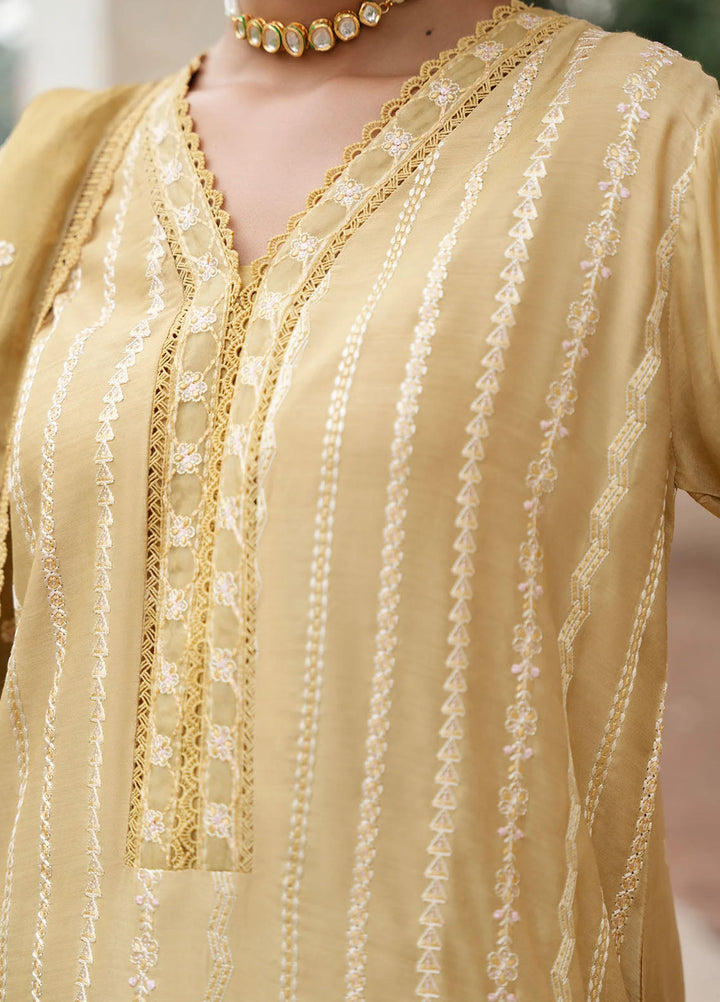 Mannat Pret Embroidered Raw Silk 3 Piece Suit Tuscany