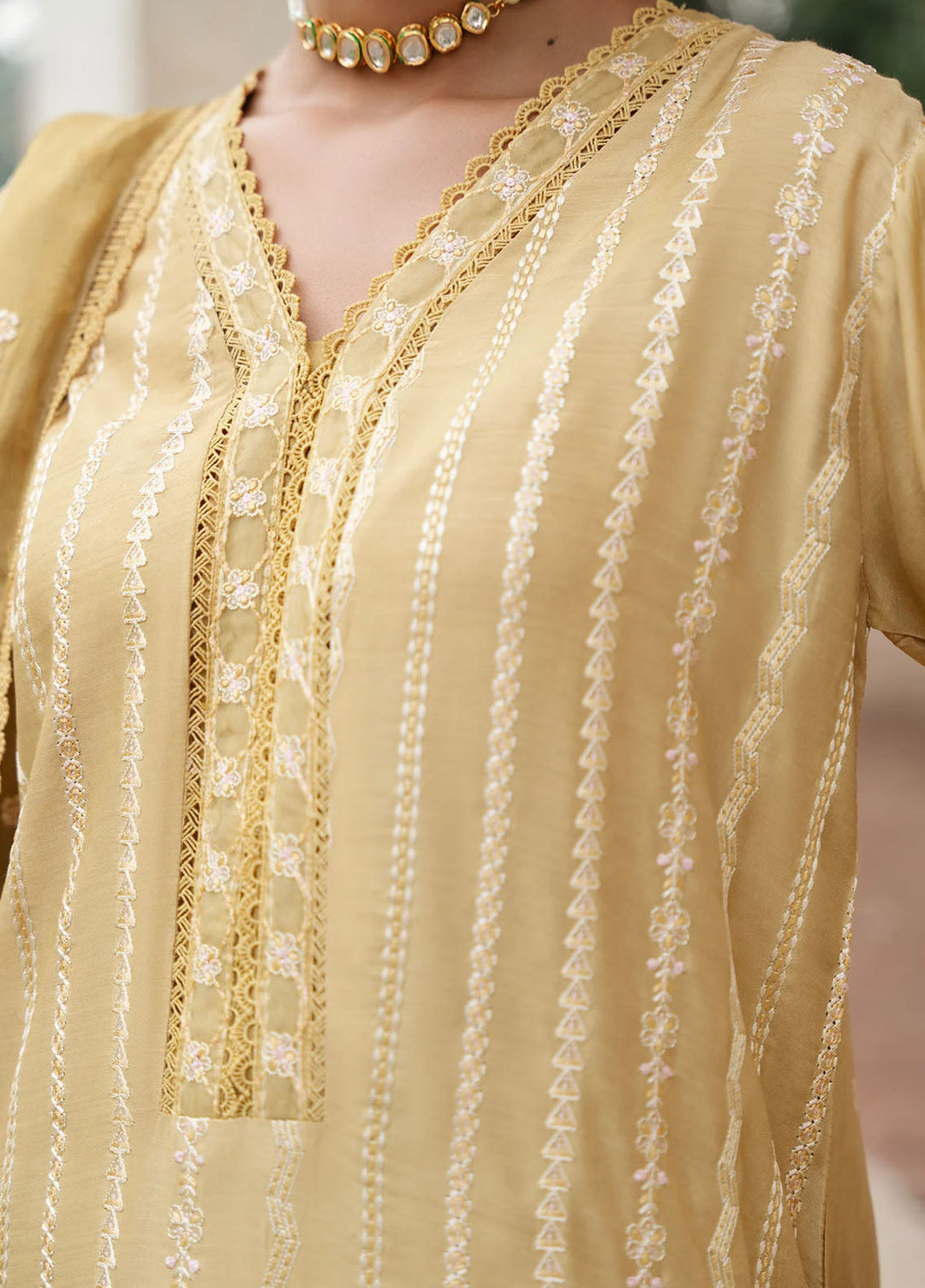 Mannat Pret Embroidered Raw Silk 3 Piece Suit Tuscany