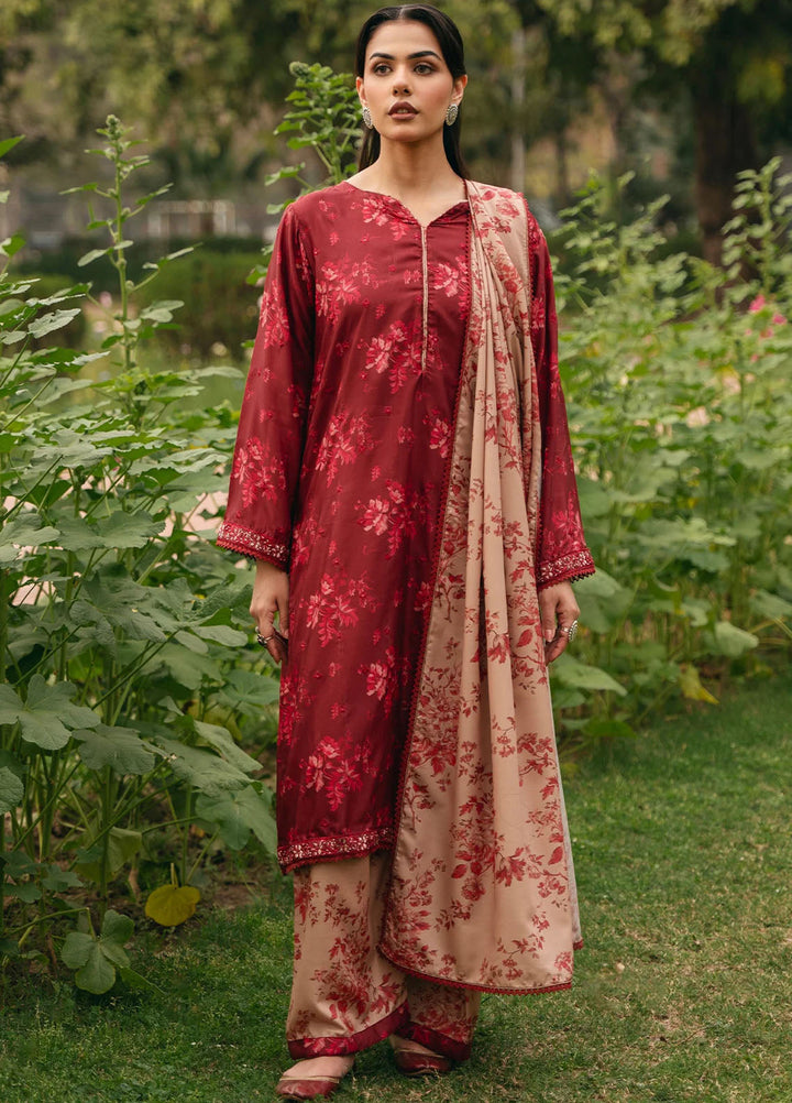 Mannat Pret Printed Cotton Lawn 3 Piece Suit Cinnamon
