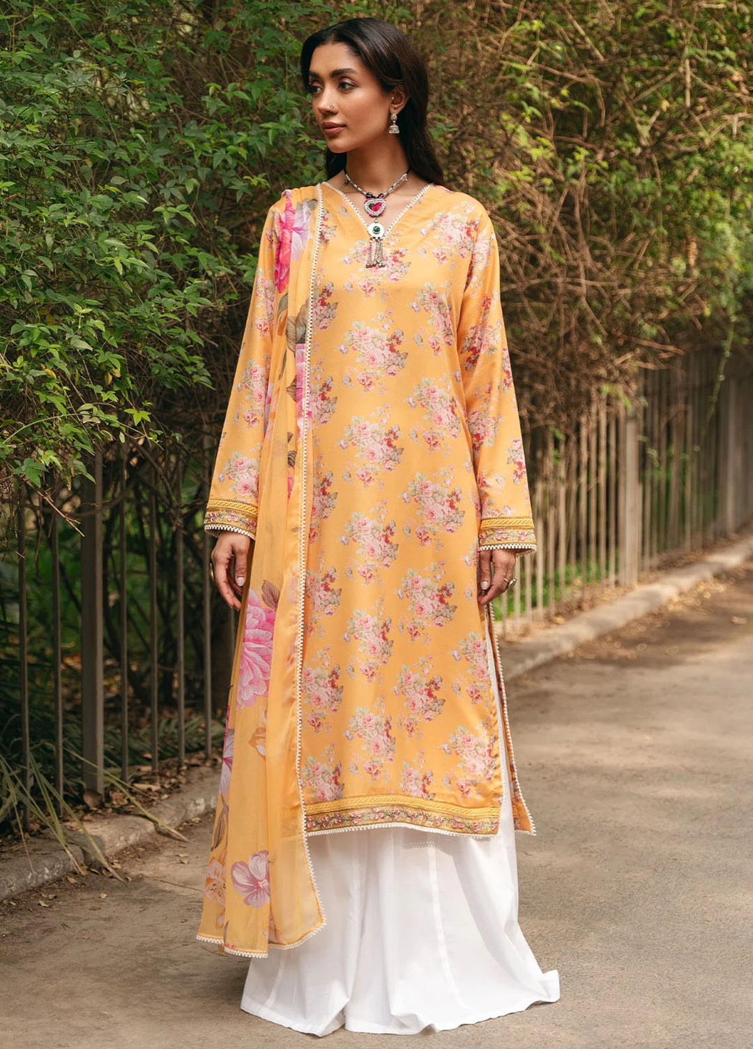 Mannat Pret Printed Cotton Lawn 3 Piece Suit Honey