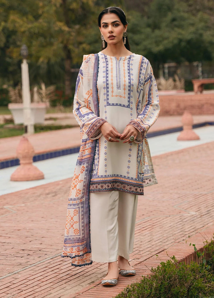 Mannat Pret Printed Cotton Lawn 3 Piece Suit Oat