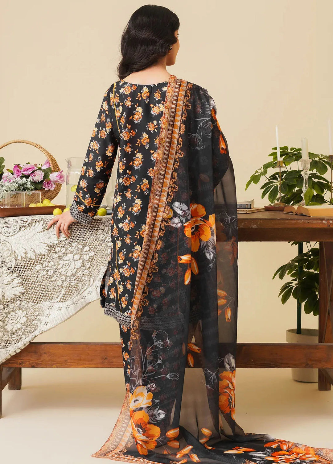 Mannat Pret Printed Poly Lawn 3 Piece Suit Beachy