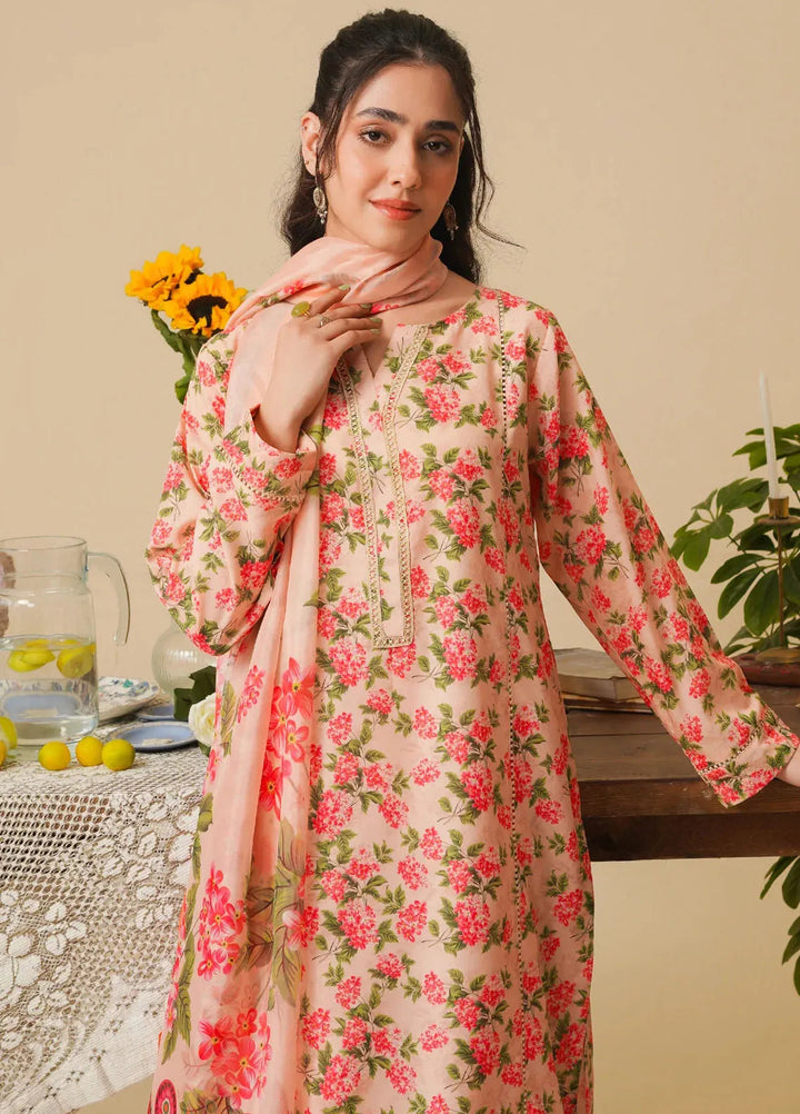 Mannat Pret Printed Poly Lawn 3 Piece Suit Lotus