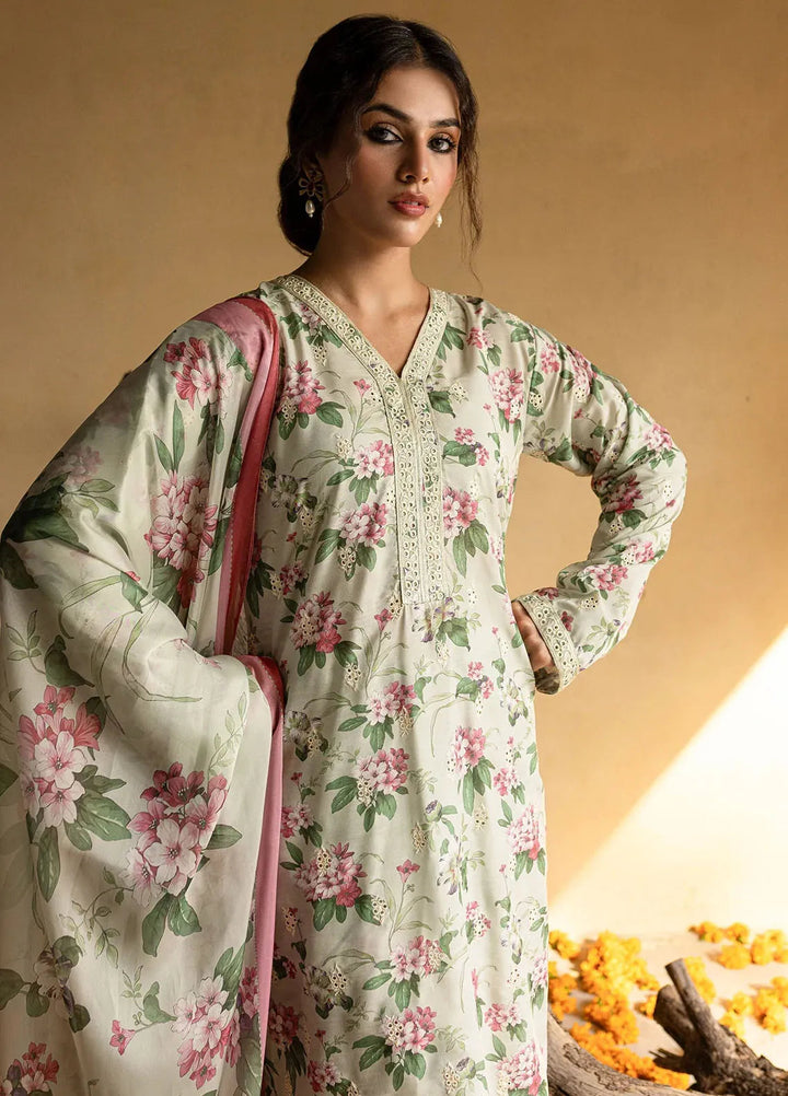 Mannat Pret Printed Raw Silk 3 Piece Suit Chiragh