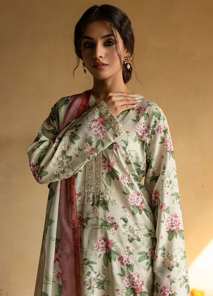 Mannat Pret Printed Raw Silk 3 Piece Suit Chiragh