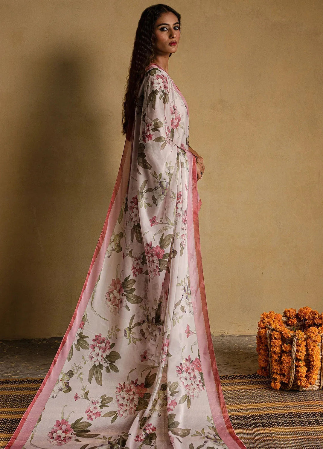 Mannat Pret Printed Raw Silk 3 Piece Suit Farah