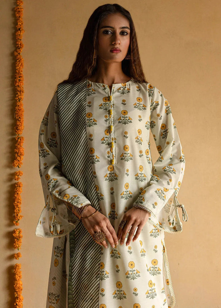 Mannat Pret Printed Raw Silk 3 Piece Suit Gohar