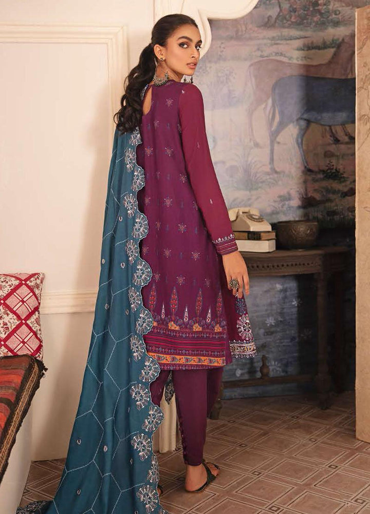 Manzil by Cross Stitch Embroidered Khaddar Suits Unstitched 3 Piece CS21KL D-02 ASTER GLAZE - Winter Collection