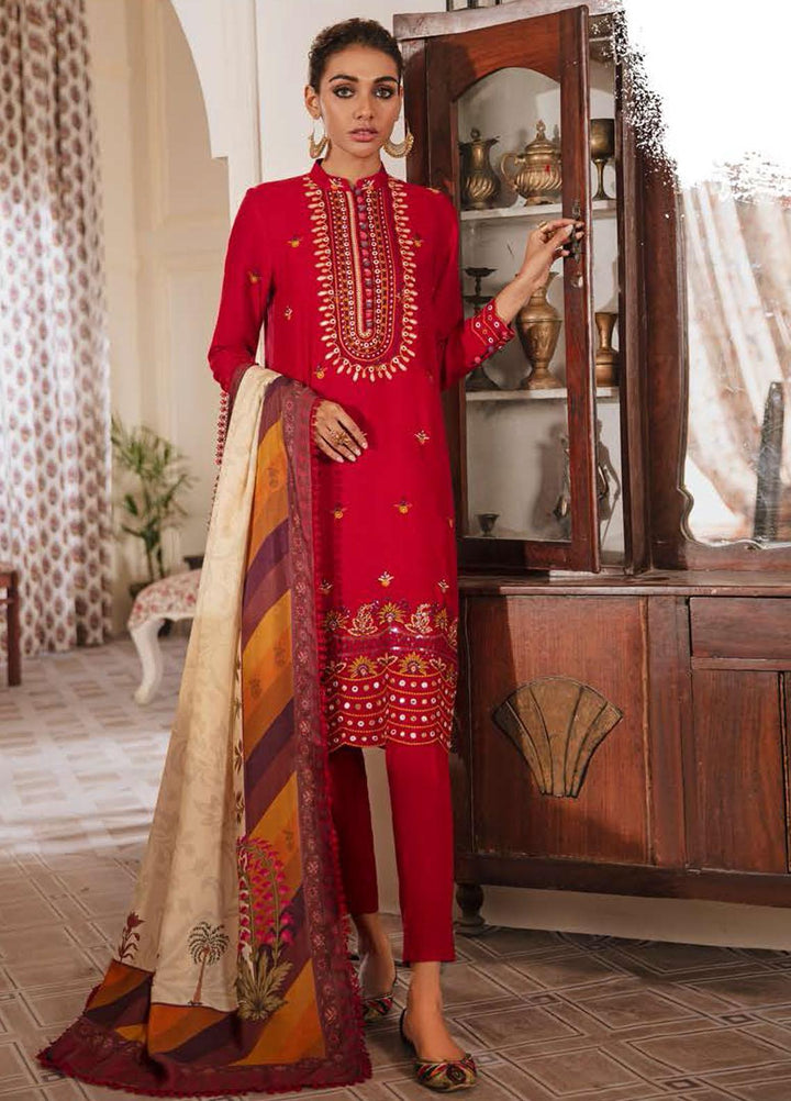 Manzil by Cross Stitch Embroidered Linen Suits Unstitched 3 Piece CS21KL D-02 ETHEREAL VELVET - Winter Collection