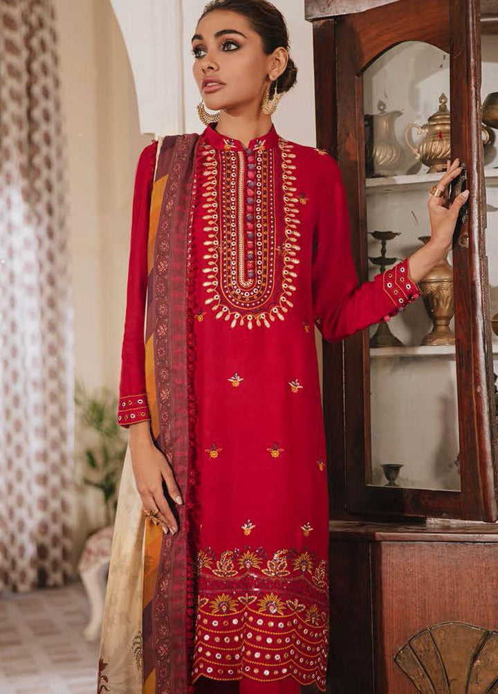 Manzil by Cross Stitch Embroidered Linen Suits Unstitched 3 Piece CS21KL D-02 ETHEREAL VELVET - Winter Collection