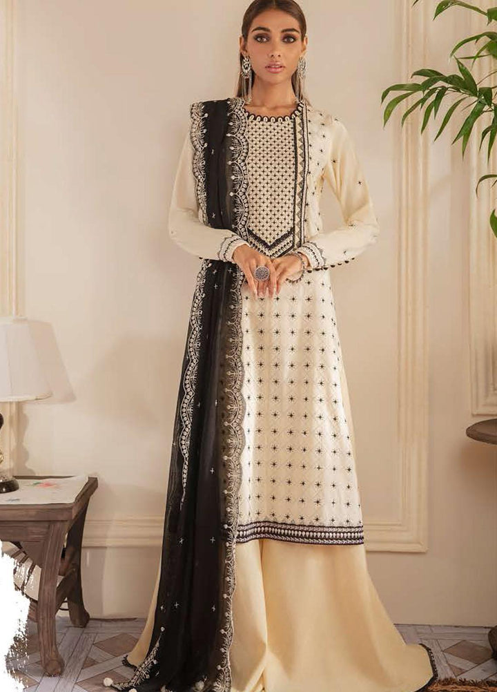 Manzil by Cross Stitch Embroidered Khaddar Suits Unstitched 3 Piece CS21KL D-03 PEARL ACME - Winter Collection