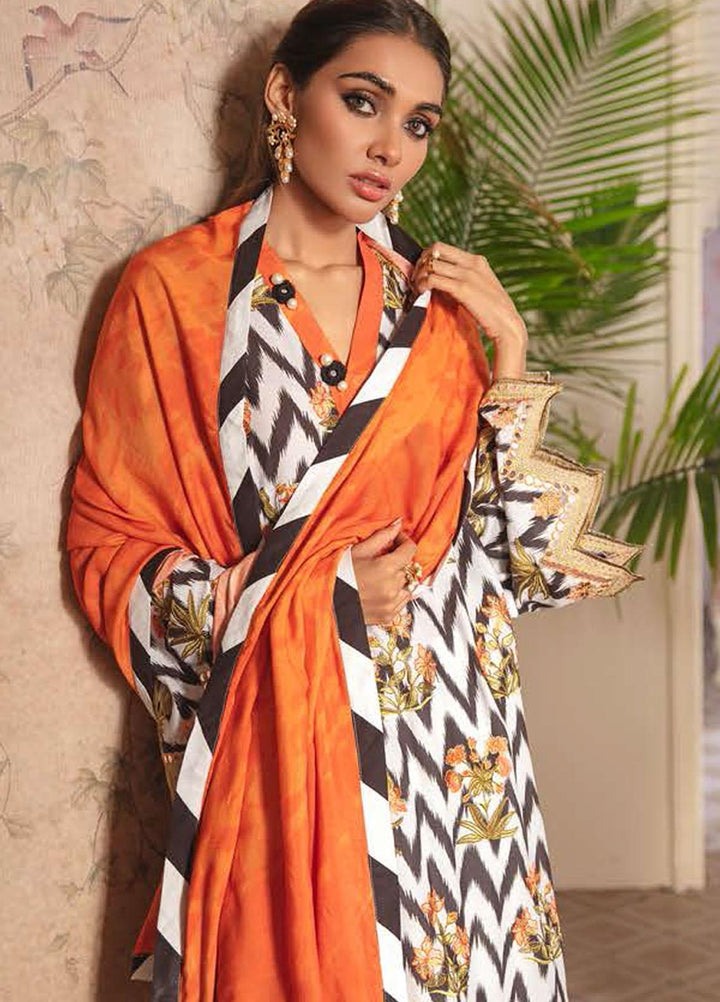Manzil by Cross Stitch Embroidered Linen Suits Unstitched 3 Piece CS21KL D-05 RUSSET TWILL - Winter Collection