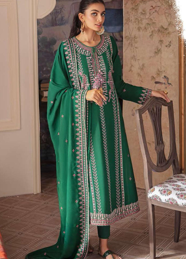 Manzil by Cross Stitch Embroidered Khaddar Suits Unstitched 3 Piece CS21KL D-05 VERDANT PEA - Winter Collection