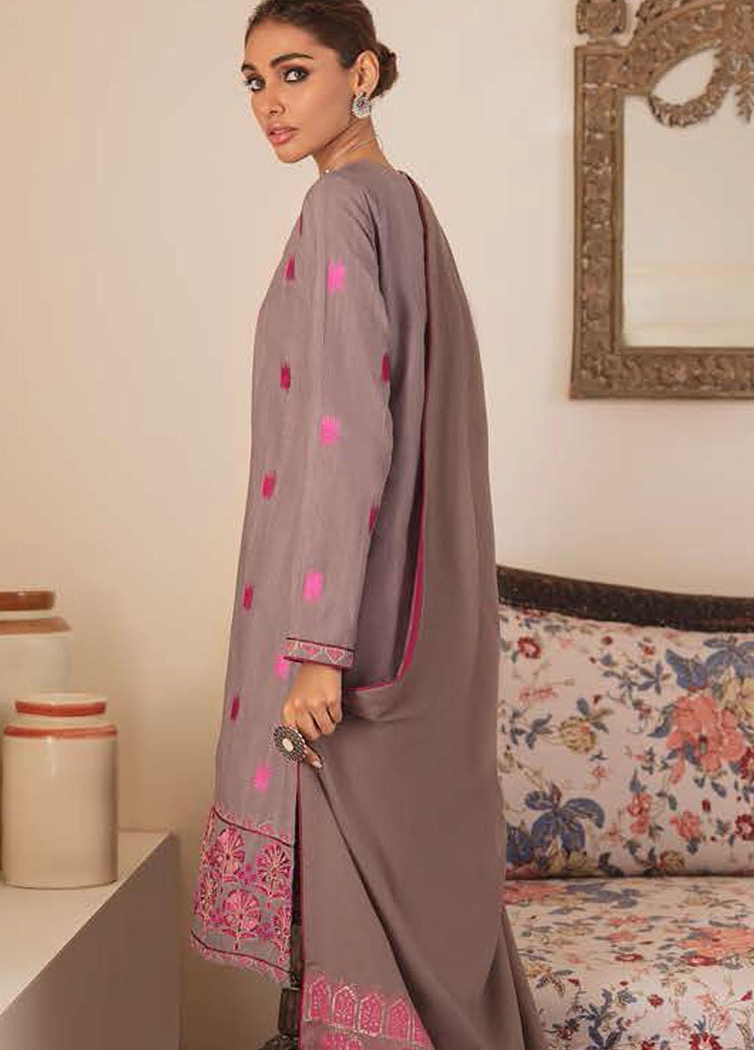 Manzil by Cross Stitch Embroidered Khaddar Suits Unstitched 3 Piece CS21KL D-06 SERE GULL - Winter Collection