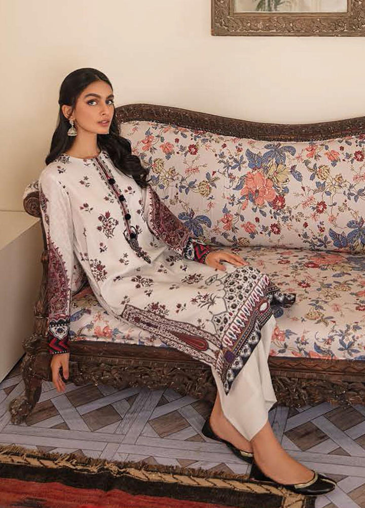 Manzil by Cross Stitch Embroidered Linen Suits Unstitched 2 Piece CS21KL D-10 CALLA LILY - Winter Collection