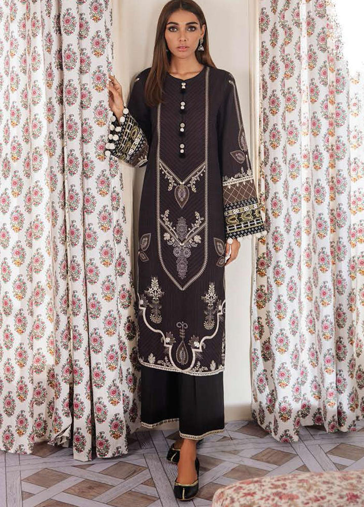 Manzil by Cross Stitch Embroidered Khaddar Suits Unstitched 2 Piece CS21KL D-10 ONYX DRAB - Winter Collection
