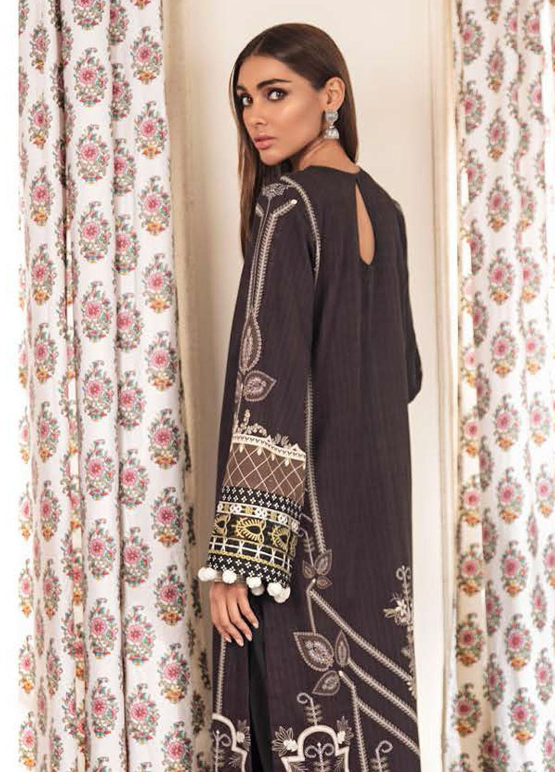 Manzil by Cross Stitch Embroidered Khaddar Suits Unstitched 2 Piece CS21KL D-10 ONYX DRAB - Winter Collection