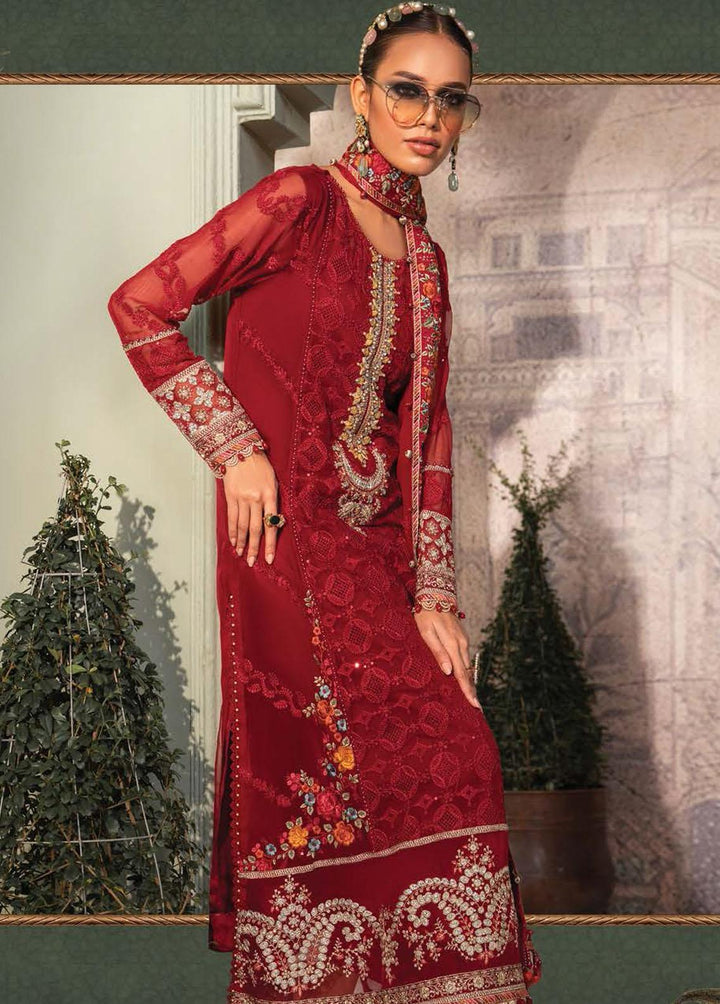 Maria B Embroidered Chiffon Suits Unstitched 3 Piece MB22CU D1 - Luxury Collection