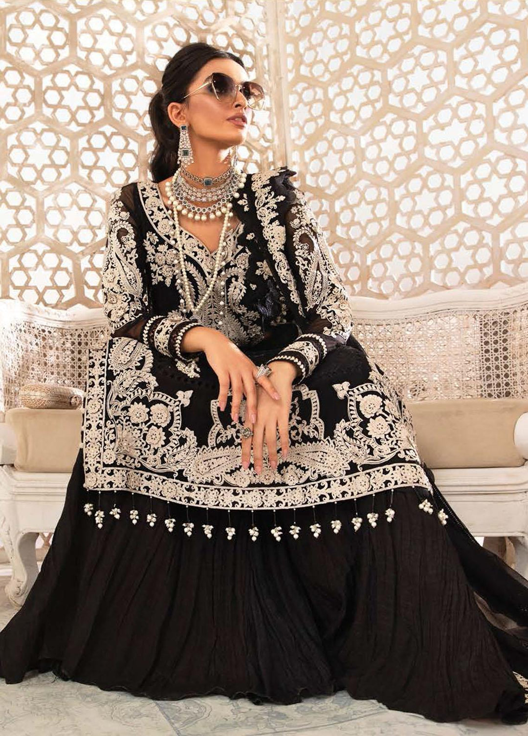 Maria B Embroidered Chiffon Suits Unstitched 3 Piece MB22CU D4 - Luxury Collection