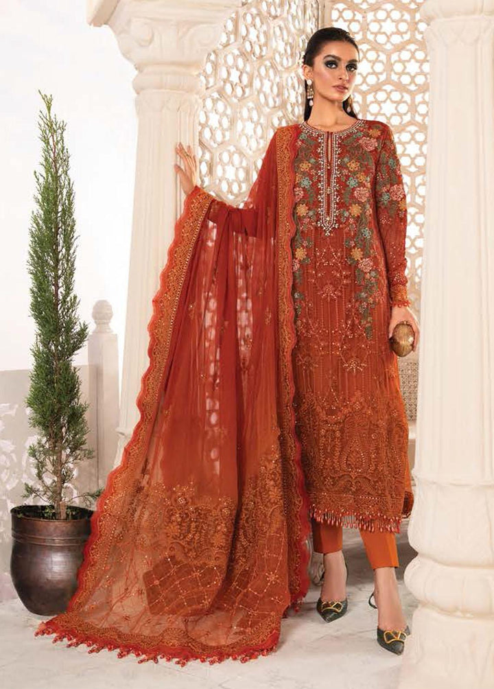 Maria B Embroidered Chiffon Suits Unstitched 3 Piece MB22CU D5 - Luxury Collection