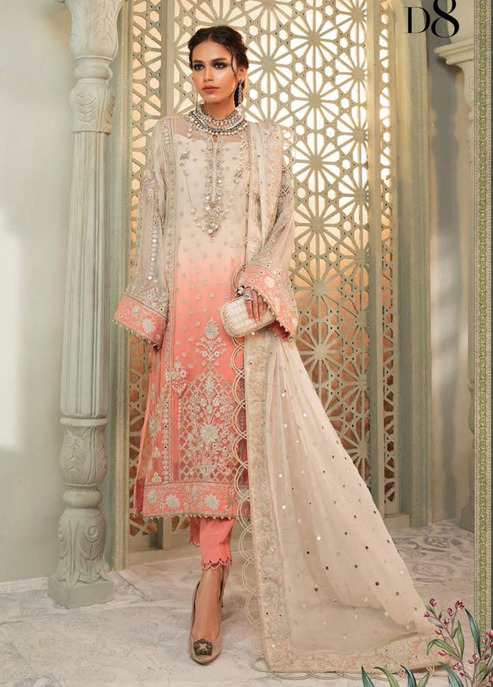 Maria B Embroidered Chiffon Suits Unstitched 3 Piece MB22CU D8 - Luxury Collection