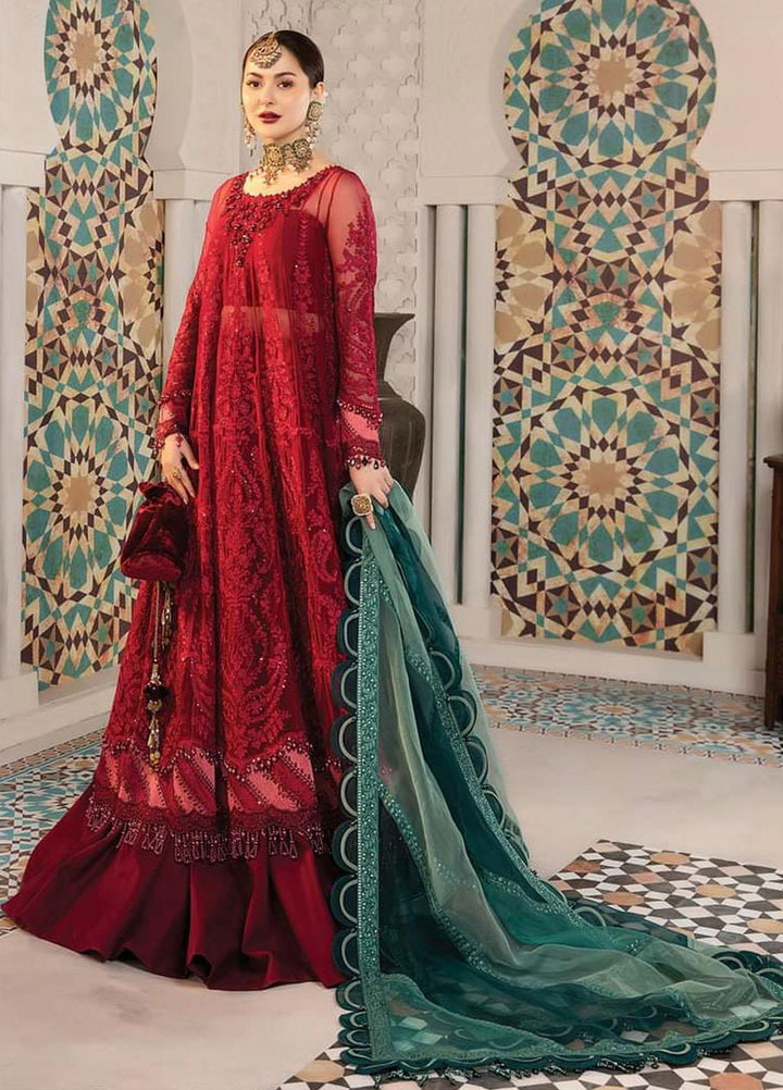 Maria B Embroidered Chiffon Suits Unstitched 3 Piece MB22C D2 - Luxury Collection