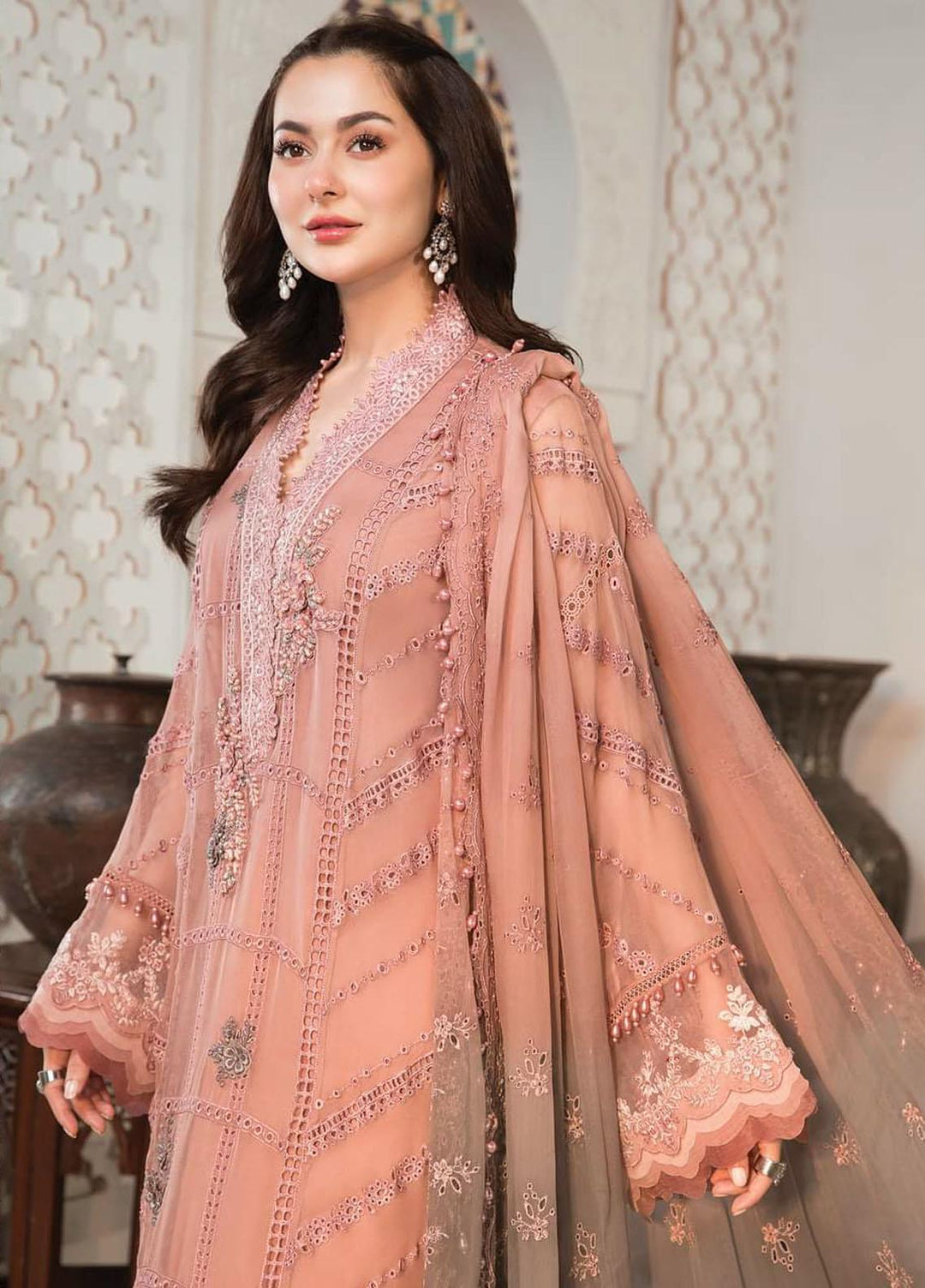 Maria B Embroidered Chiffon Suits Unstitched 3 Piece MB22C D4 - Luxury Collection