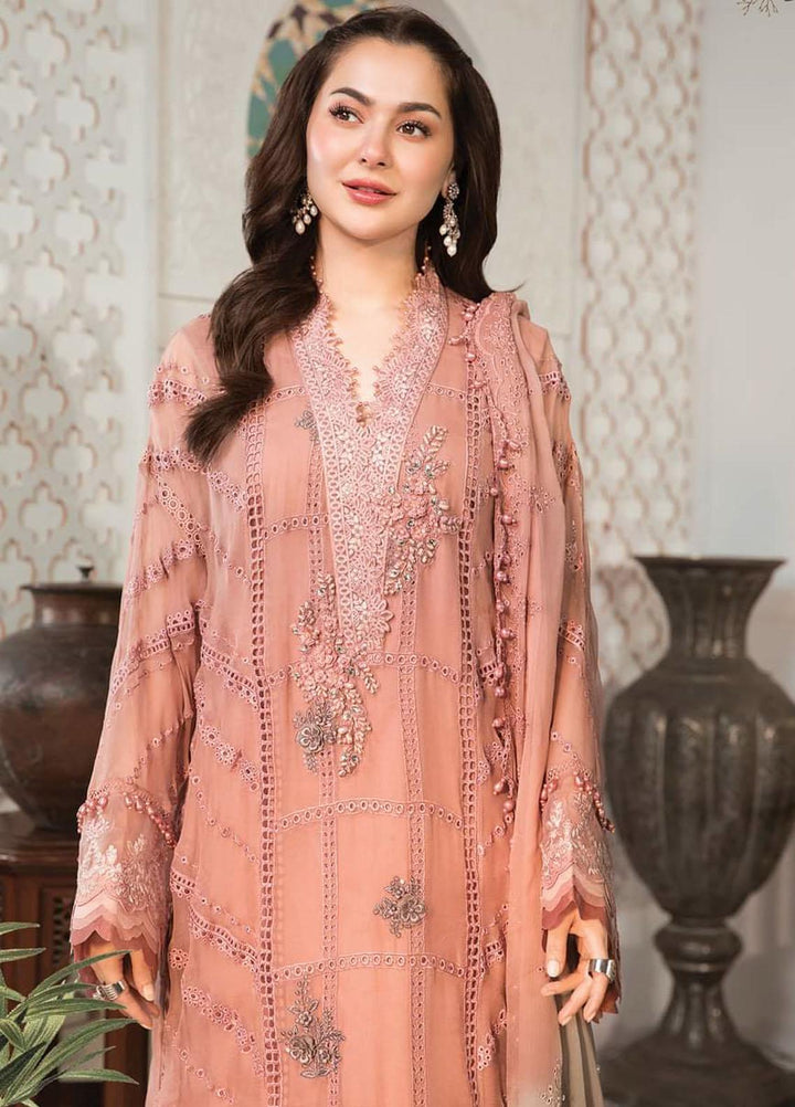 Maria B Embroidered Chiffon Suits Unstitched 3 Piece MB22C D4 - Luxury Collection