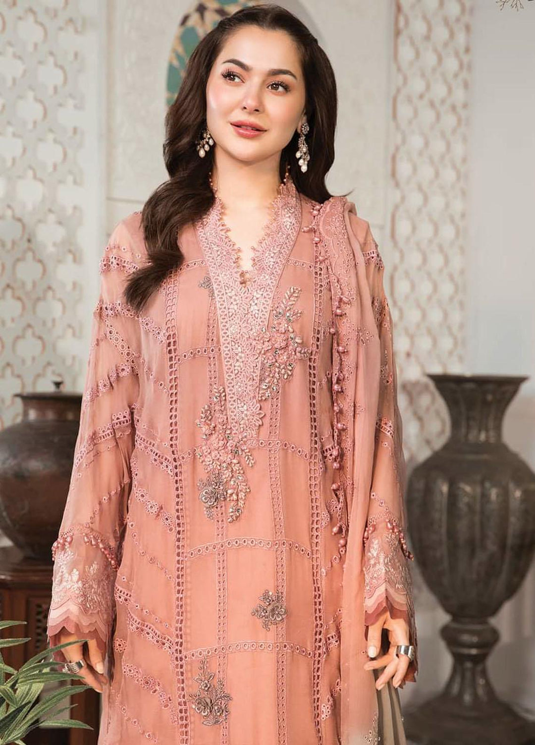Maria B Embroidered Chiffon Suits Unstitched 3 Piece MB22C D4 - Luxury Collection
