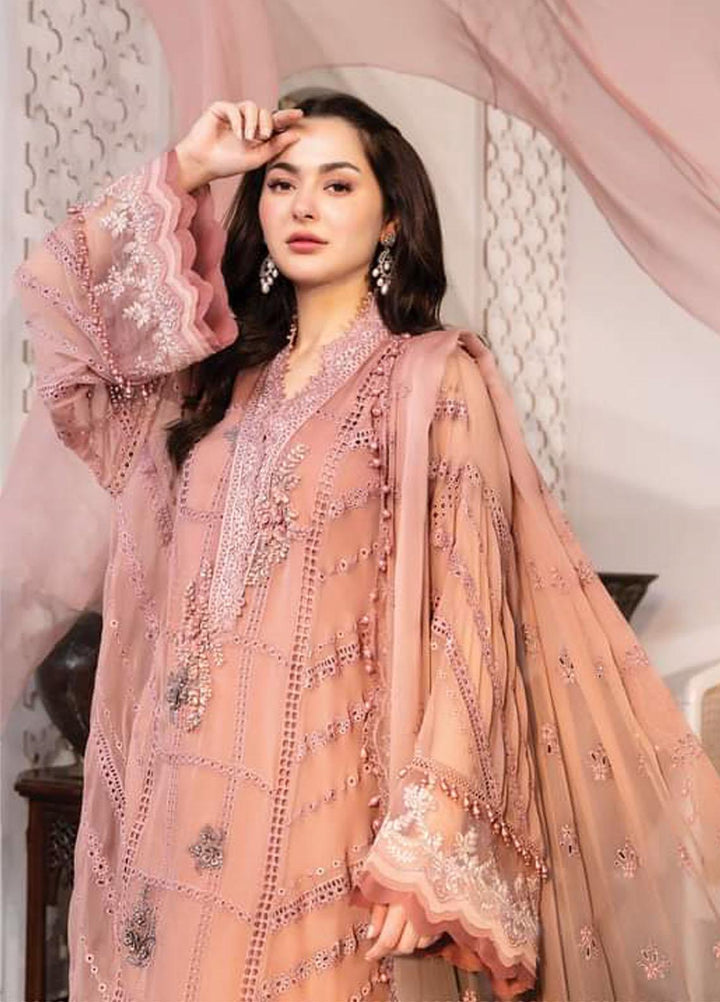 Maria B Embroidered Chiffon Suits Unstitched 3 Piece MB22C D4 - Luxury Collection