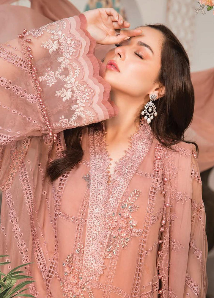 Maria B Embroidered Chiffon Suits Unstitched 3 Piece MB22C D4 - Luxury Collection