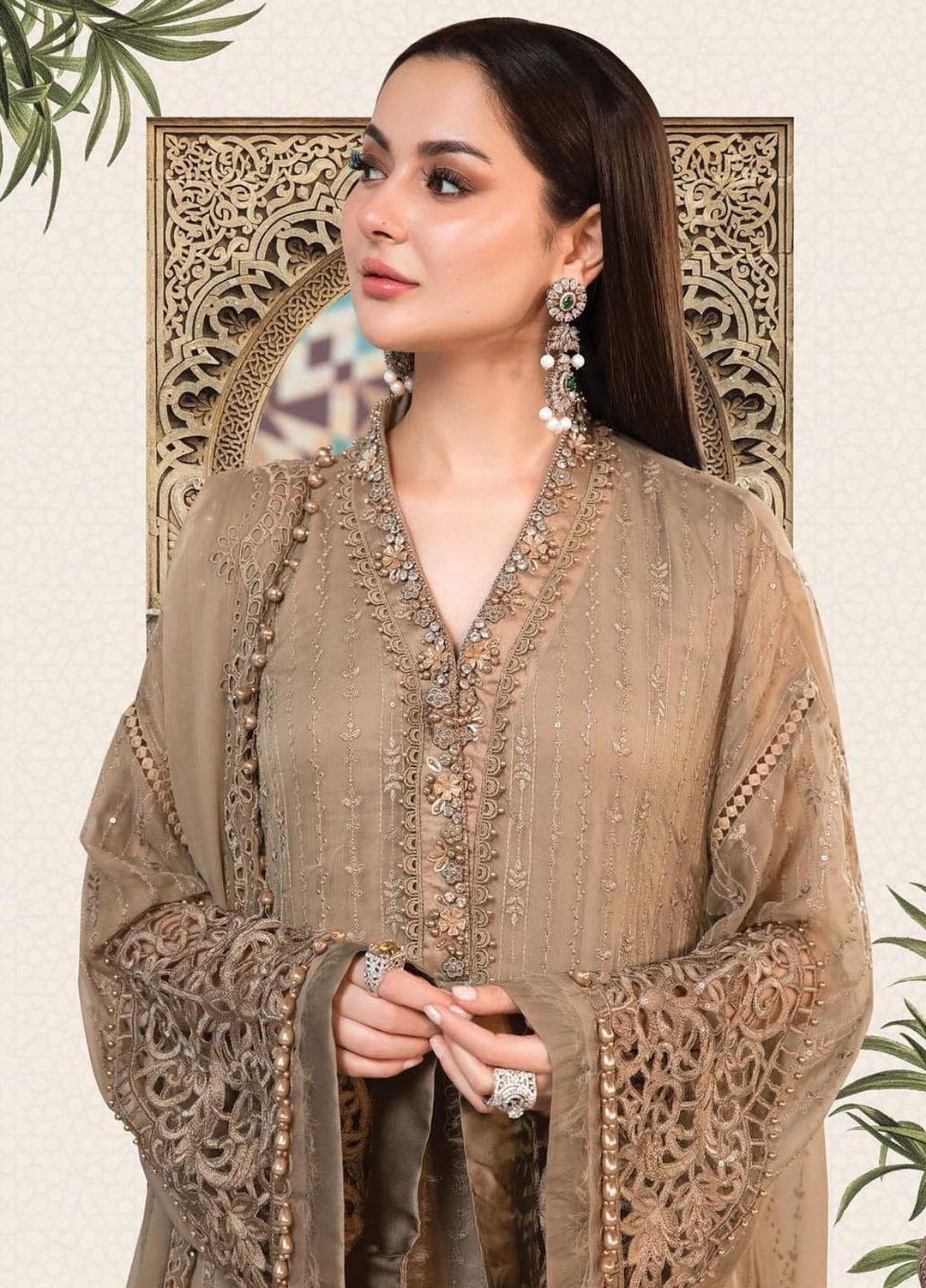 Maria B Embroidered Chiffon Suits Unstitched 3 Piece MB22C D5 - Luxury Collection