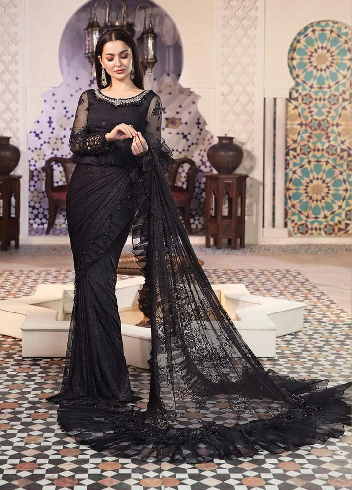 Maria B Embroidered Chiffon  Unstitched Saree MB22C D6 - Luxury Collection
