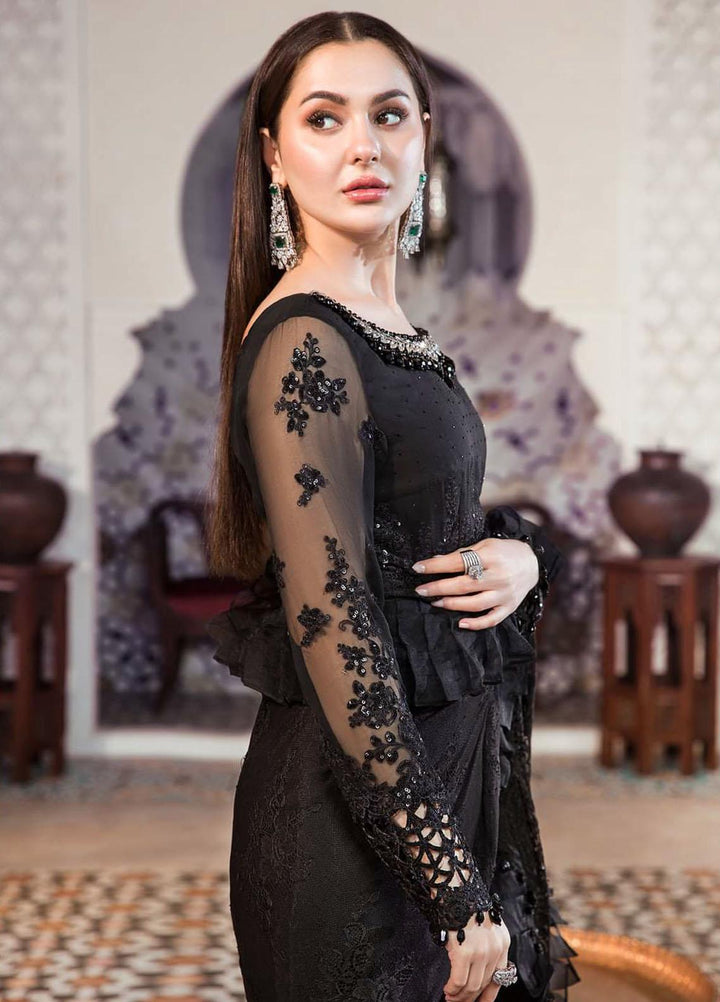 Maria B Embroidered Chiffon  Unstitched Saree MB22C D6 - Luxury Collection