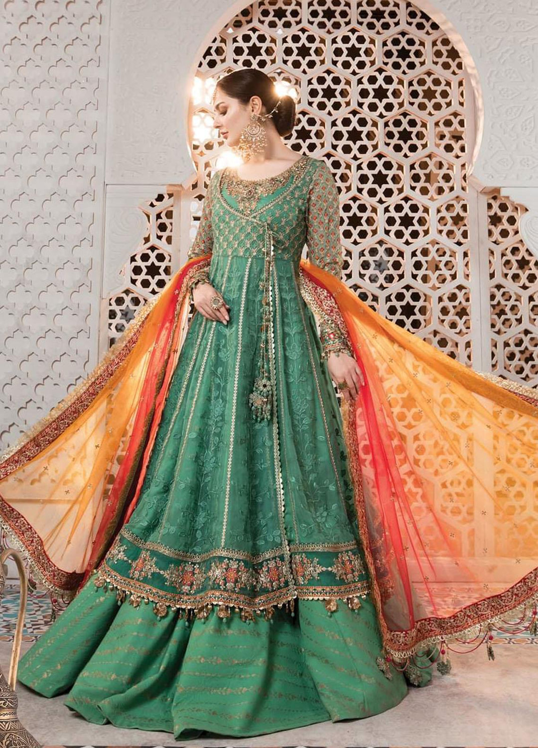 Maria B Embroidered Chiffon Suits Unstitched 3 Piece MB22C D8 - Luxury Collection