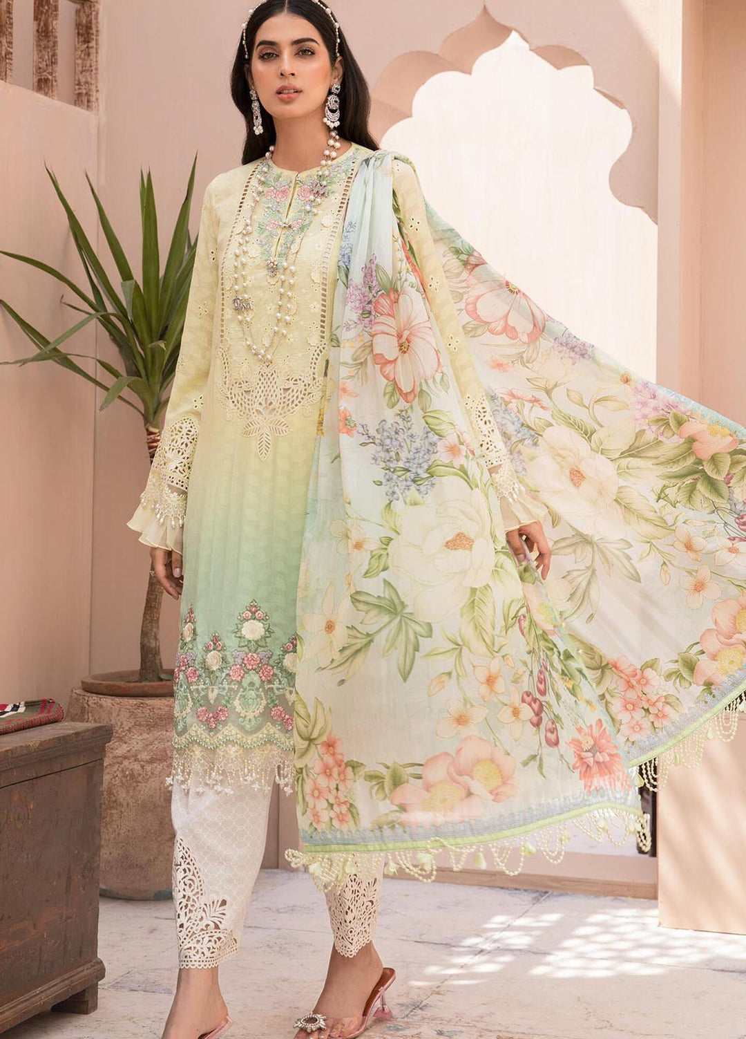 Maria B Embroidered Lawn Suits Unstitched 3 Piece MB21EL D-02 - Festive Collection