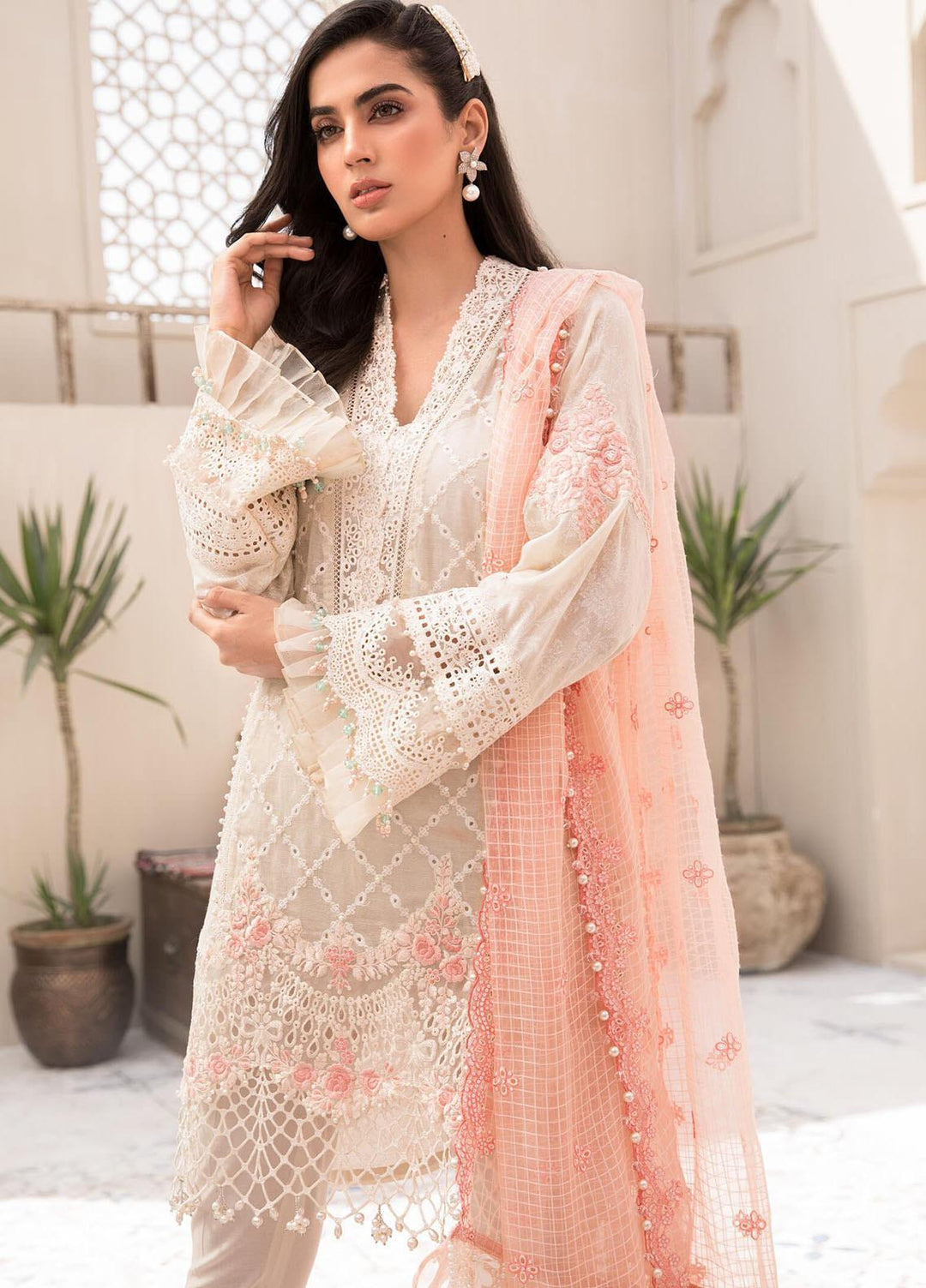 Maria B Embroidered Lawn Suits Unstitched 3 Piece MB21EL D-05 - Festive Collection