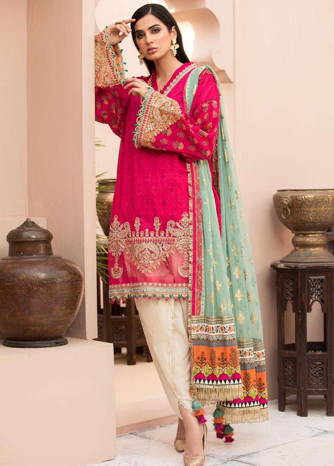 Maria B Embroidered Lawn Suits Unstitched 3 Piece MB21EL D-10 - Festive Collection
