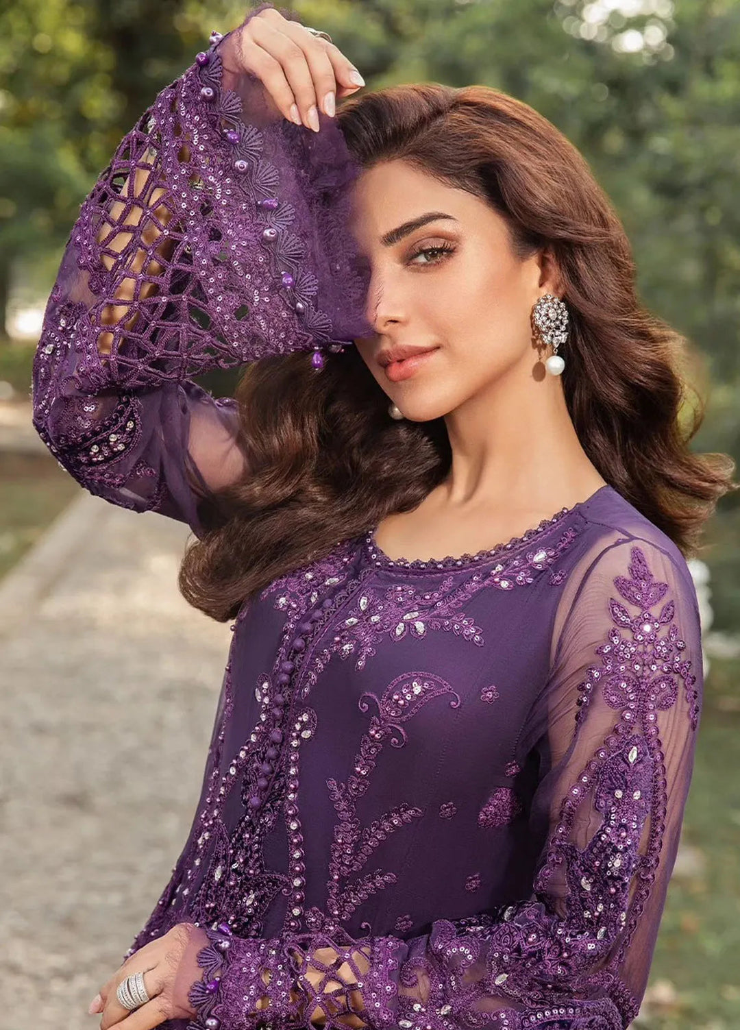 Maria B Embroidered Chiffon Suit Unstitched 3 Piece MB24C D-02 - Formal Collection