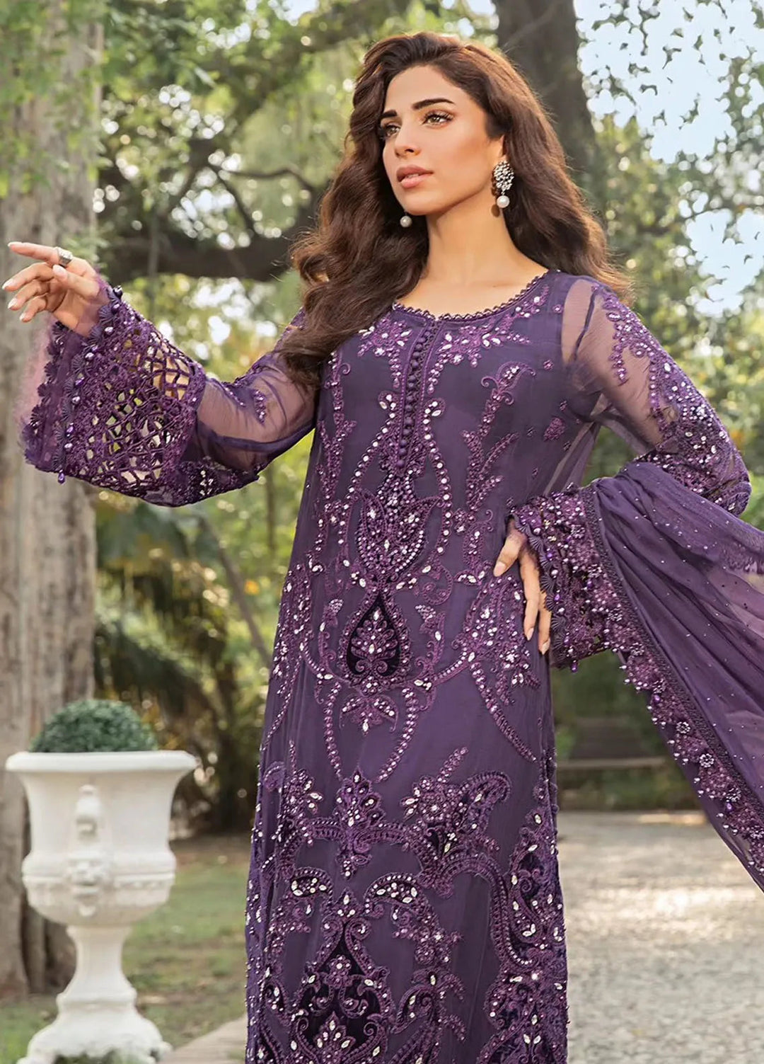 Maria B Embroidered Chiffon Suit Unstitched 3 Piece MB24C D-02 - Formal Collection
