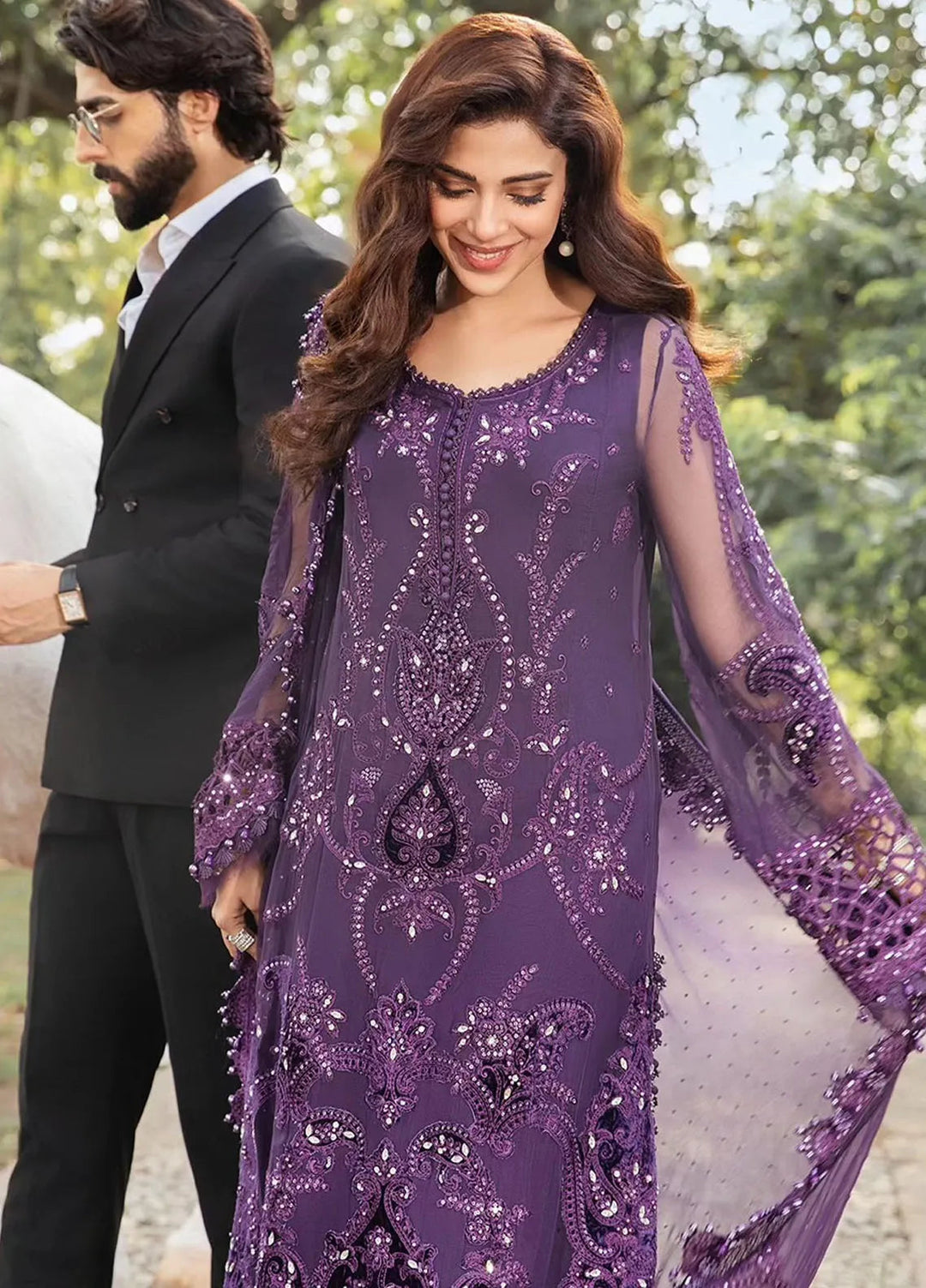 Maria B Embroidered Chiffon Suit Unstitched 3 Piece MB24C D-02 - Formal Collection