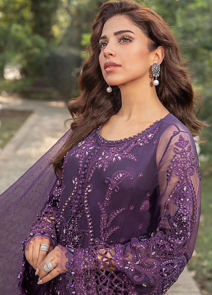 Maria B Embroidered Chiffon Suit Unstitched 3 Piece MB24C D-02 - Formal Collection