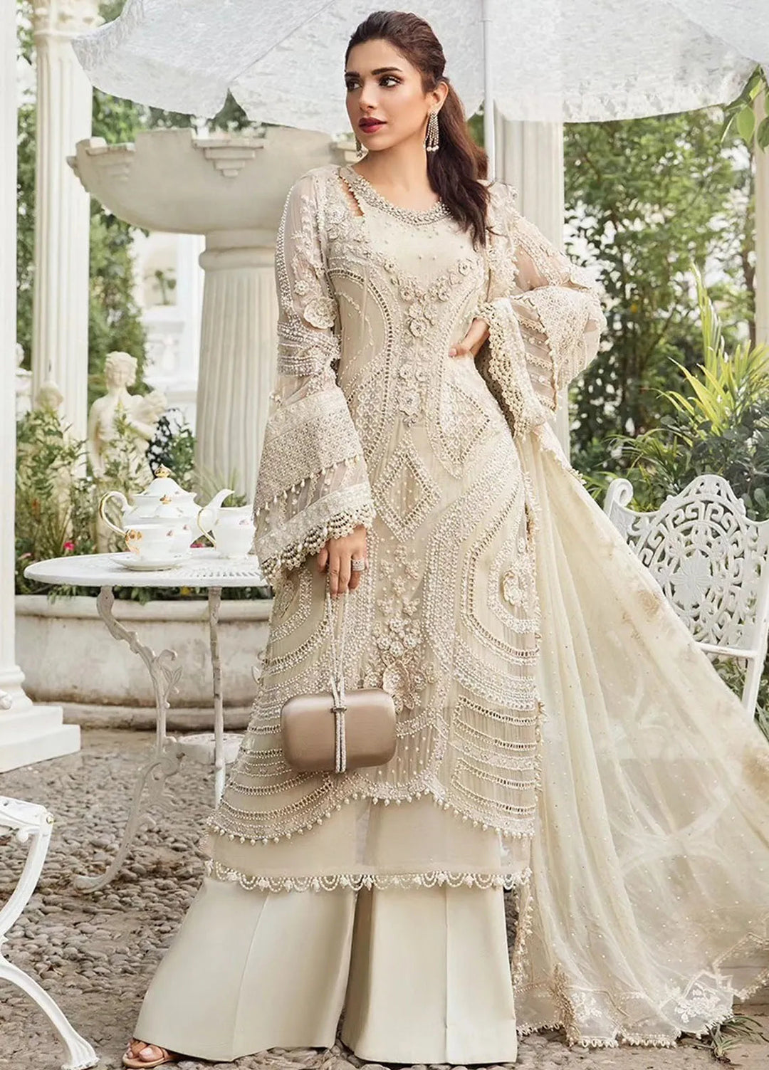 Maria B Embroidered Chiffon Suit Unstitched 3 Piece MB24C D-04 - Formal Collection