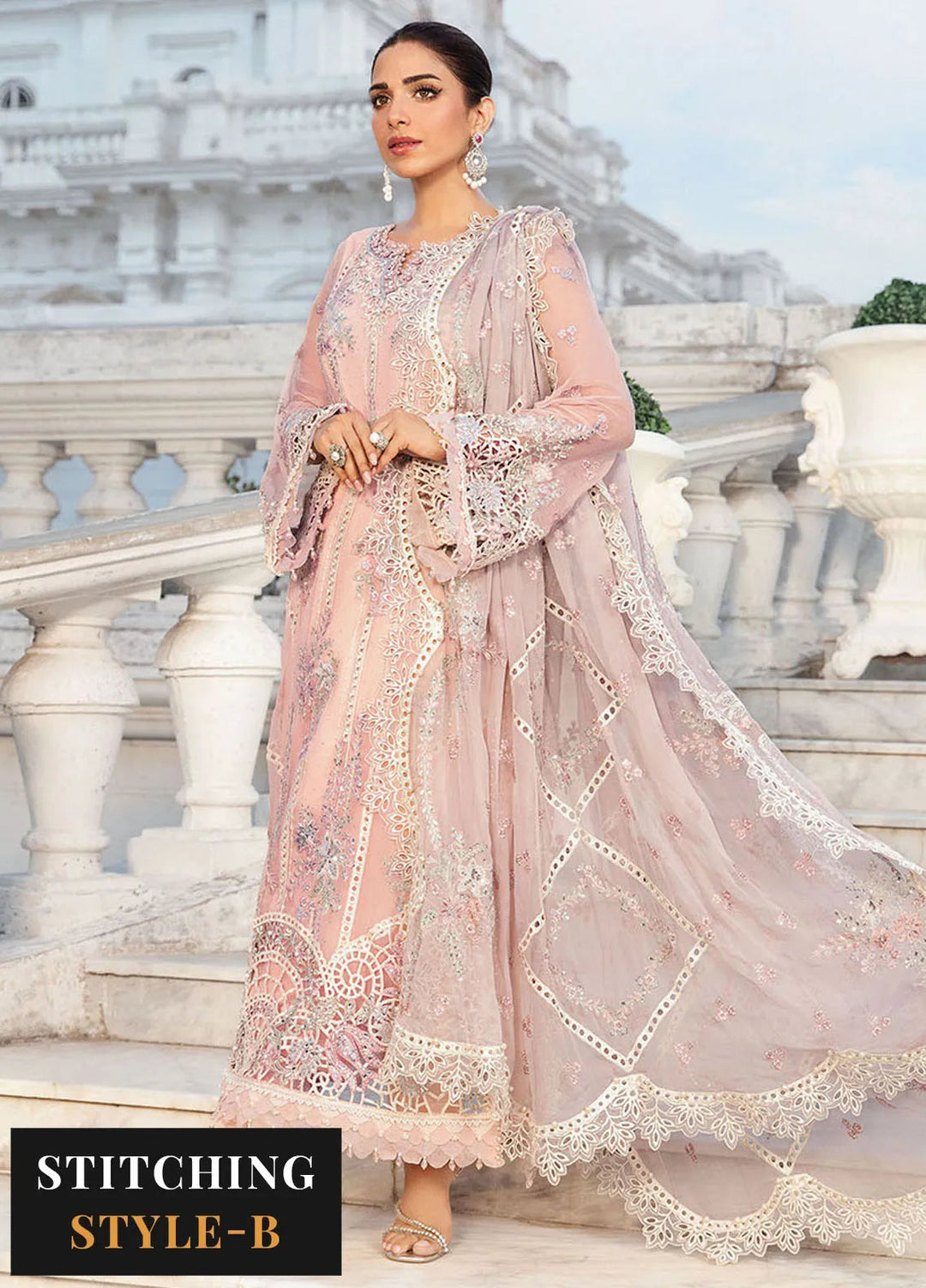 Maria B Embroidered Chiffon Suit Unstitched 3 Piece MB24C D-06 - Formal Collection