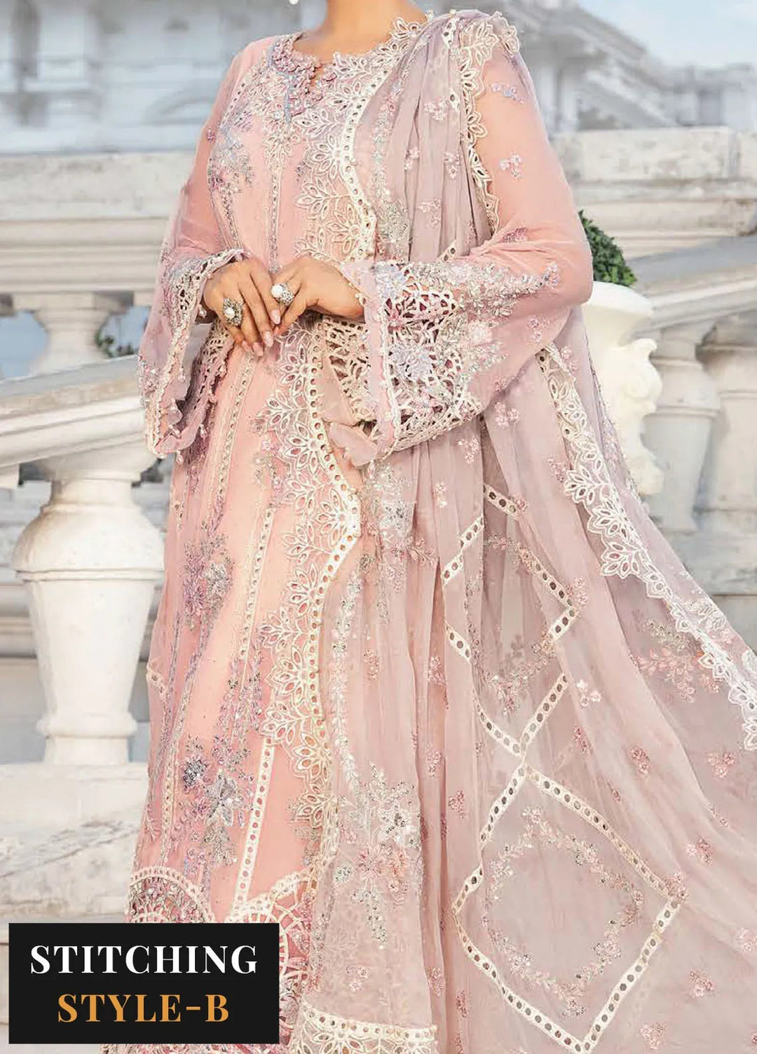 Maria B Embroidered Chiffon Suit Unstitched 3 Piece MB24C D-06 - Formal Collection